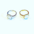 Cushion Moonstone Halo Cocktail Ring