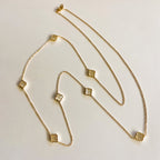 Mother Of Pearl Quartrefoil Long Necklace