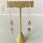 Cascading Morganite Double Drop Sterling Silver Earrings