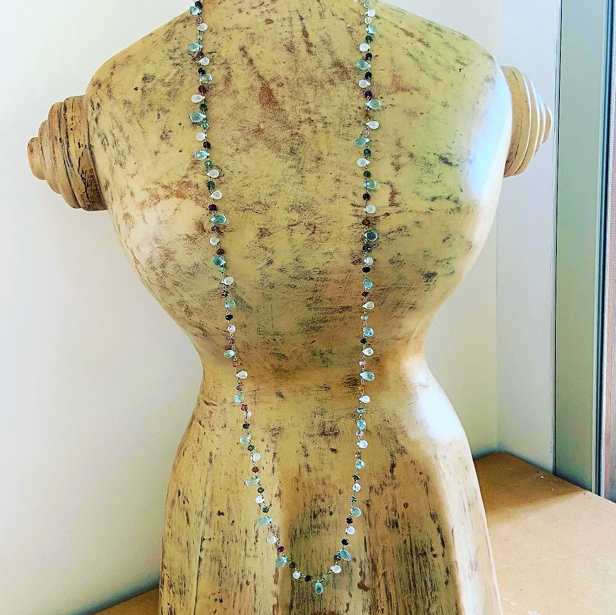 Blue Topaz Multi-Gemstone Opera Necklace
