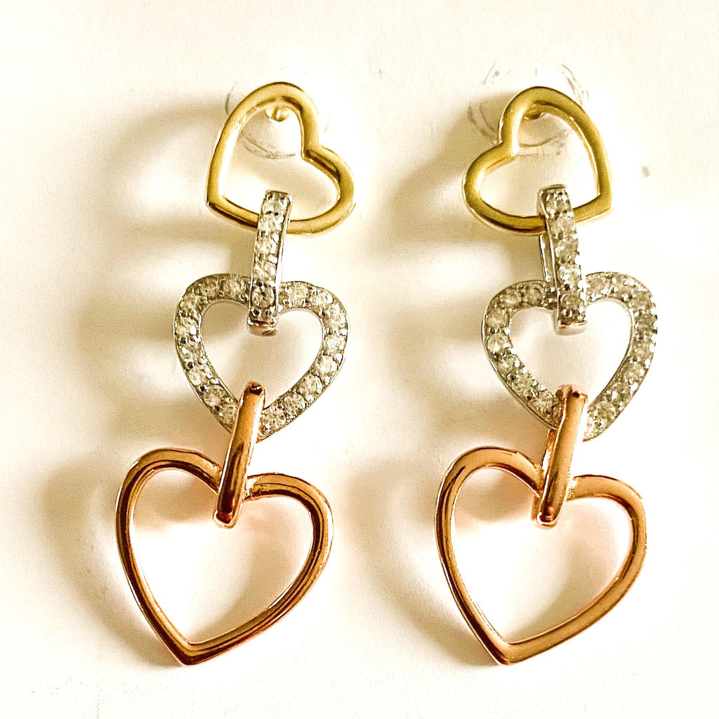 Tri-heart Earrings