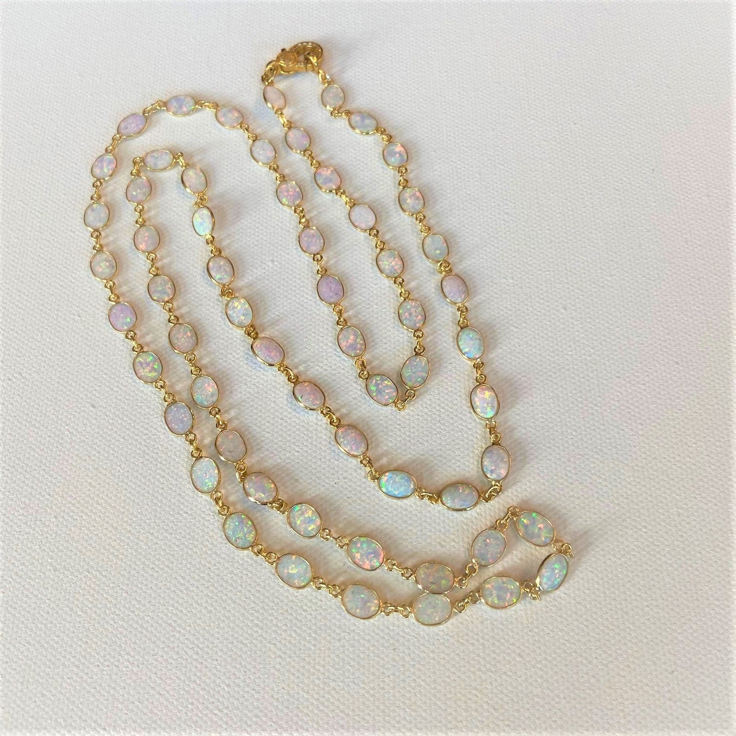 Soleil White Opal Gold Vermeil Station Necklace