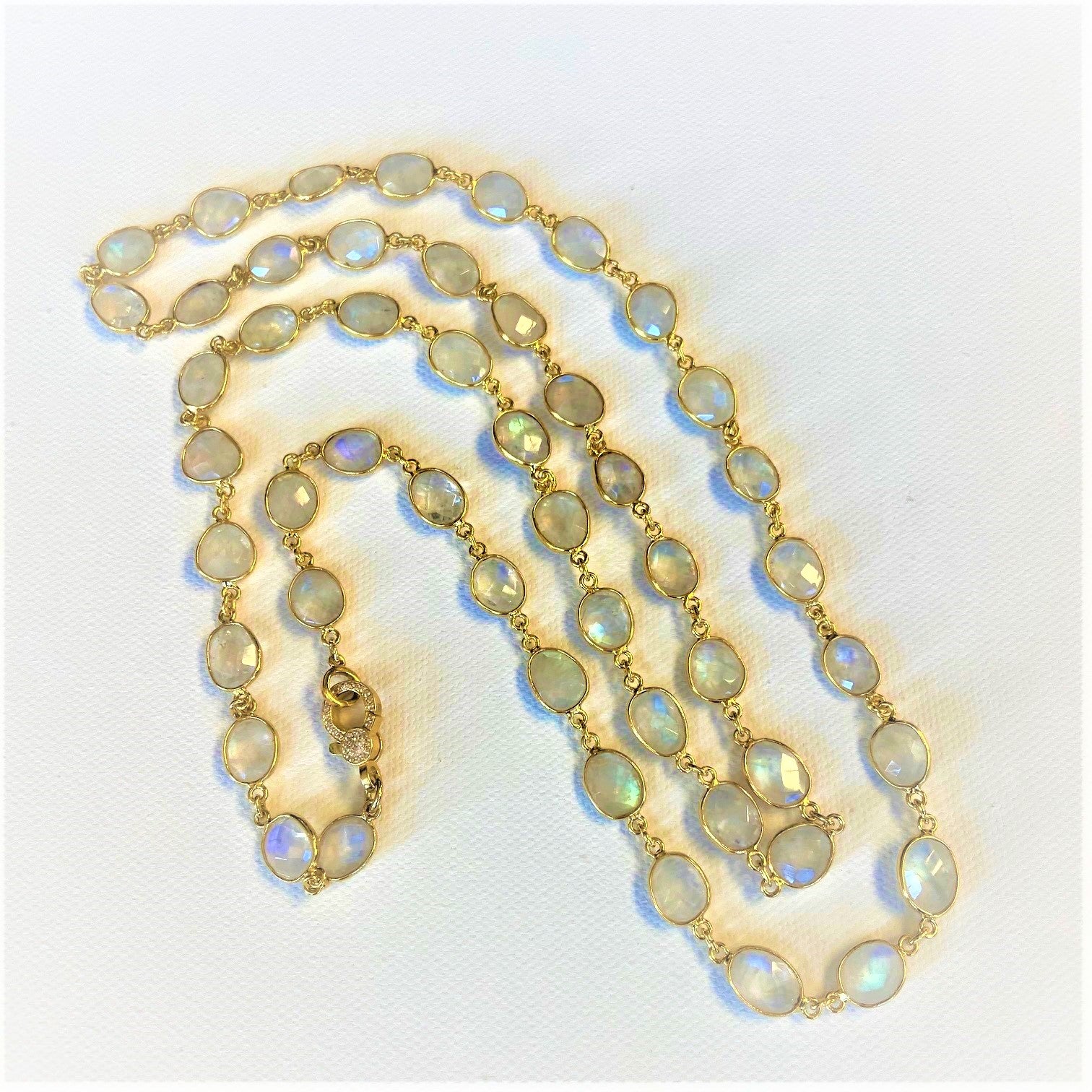 Lumière Moonstone Gold Vermeil Station Necklace
