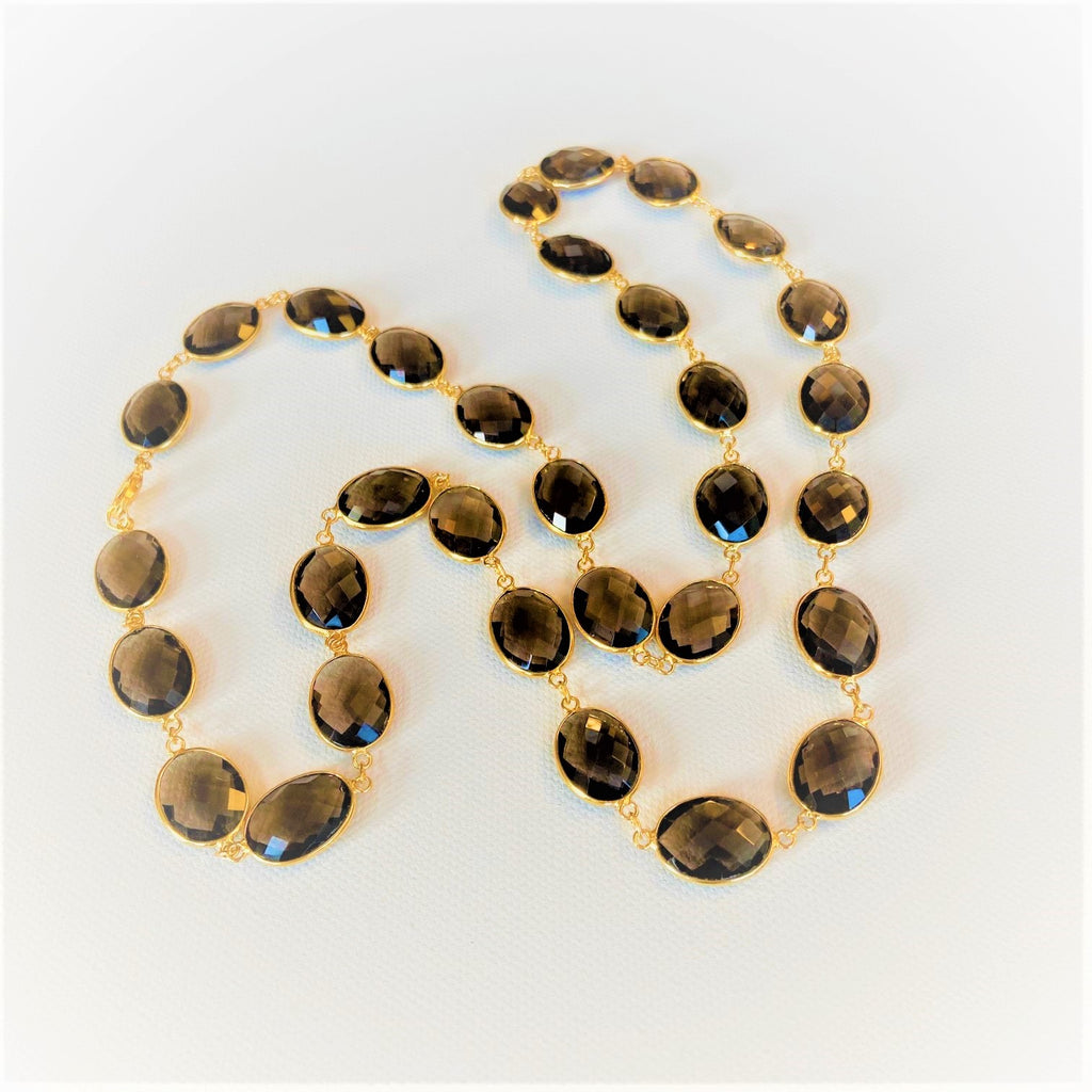 Smokey Topaz and 18 K Gold Filled Necklace