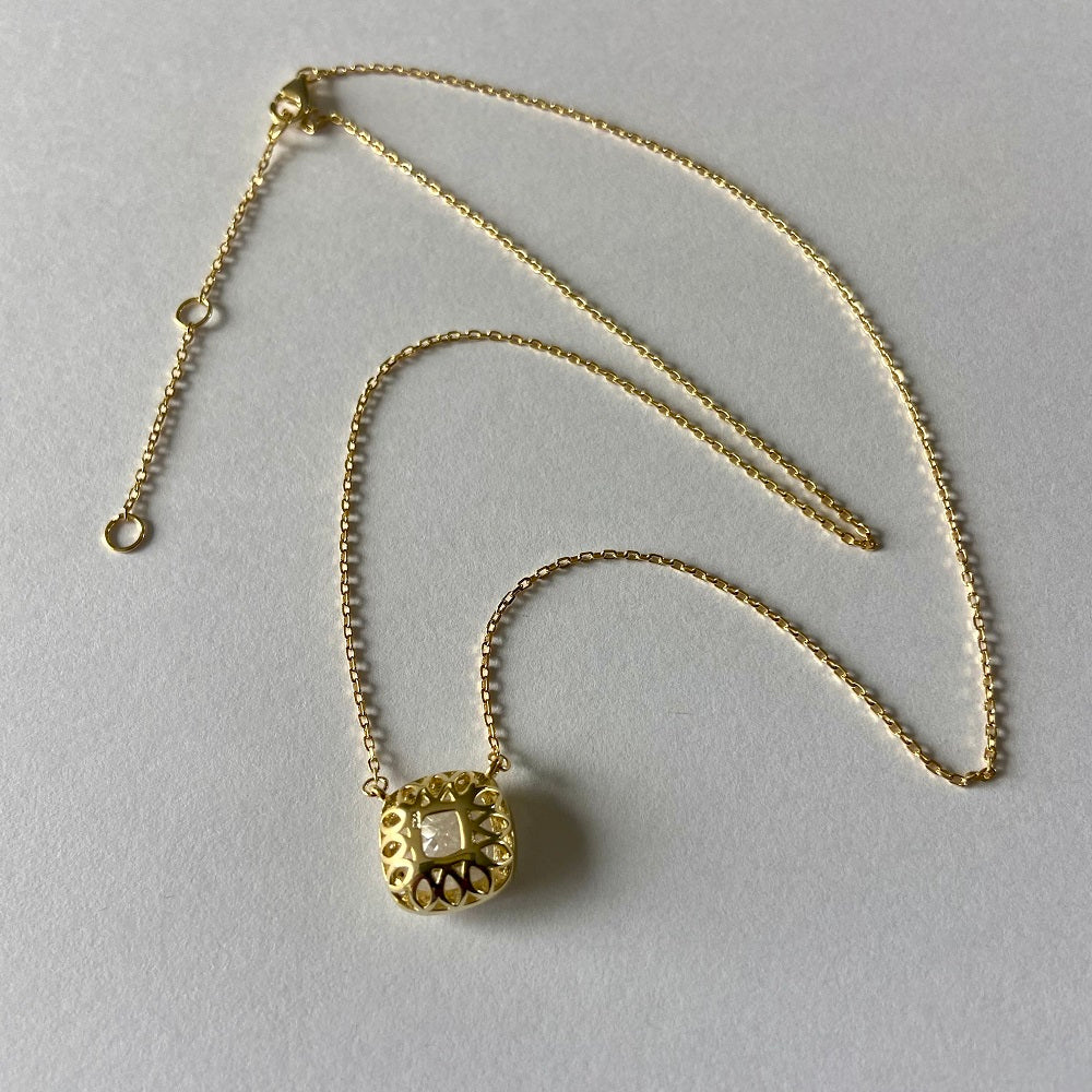 Square Cut Moonstone Necklace
