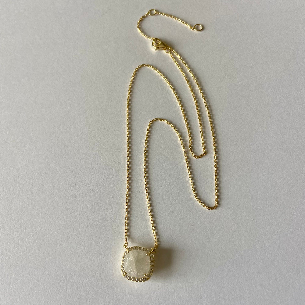 Square Cut Moonstone Necklace