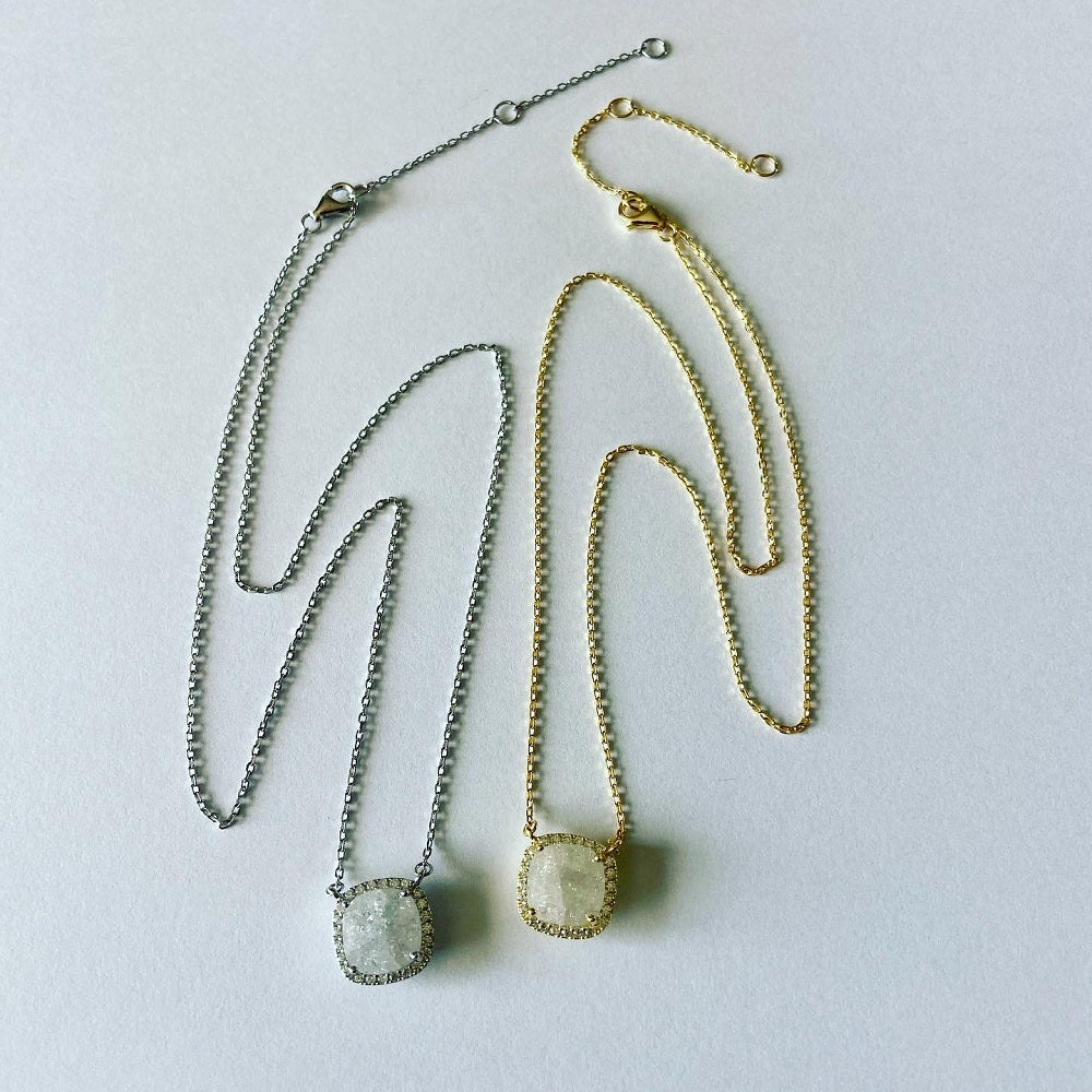 Square Cut Moonstone Necklace