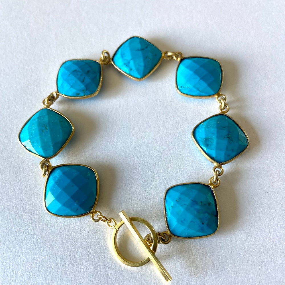 Turquoise And 18 K Gold Vermeil Bracelet