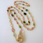 Watermelon tourmaline long necklace