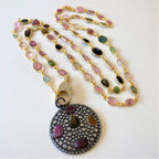 Watermelon tourmaline long necklace
