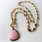 Watermelon tourmaline long necklace