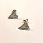 Amore Ethiopian White Opal Heart Stud Earrings